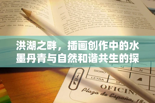 洪湖之畔，插画创作中的水墨丹青与自然和谐共生的探索