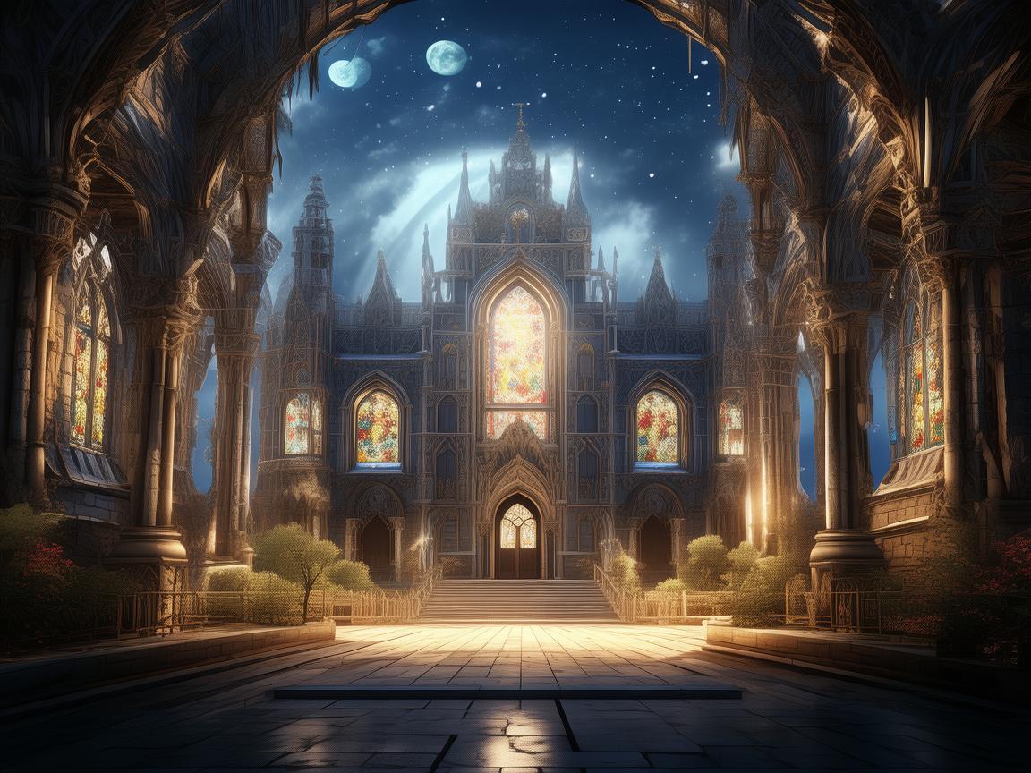 神圣光影下的教堂插画创作