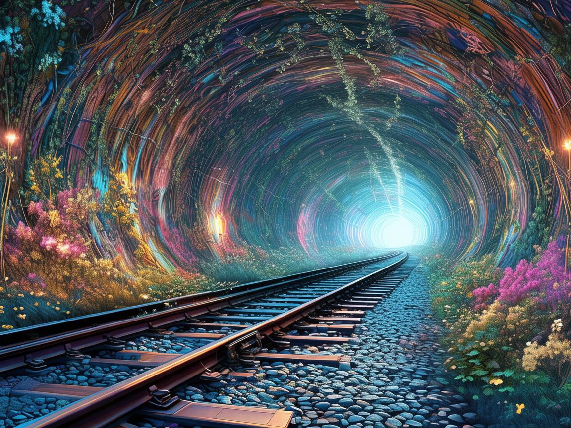 穿越时光的铁路隧道插画之旅