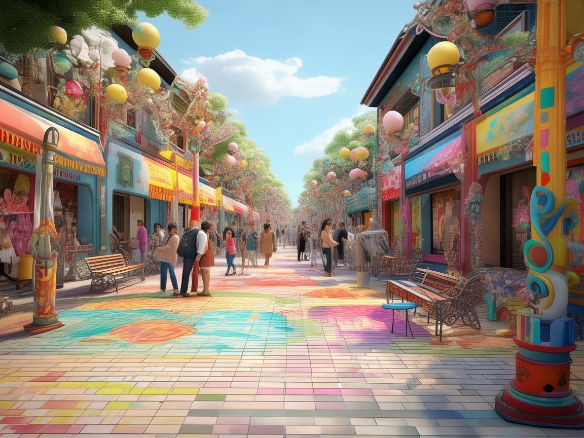 步行街广场，如何通过插画设计营造独特的购物体验？