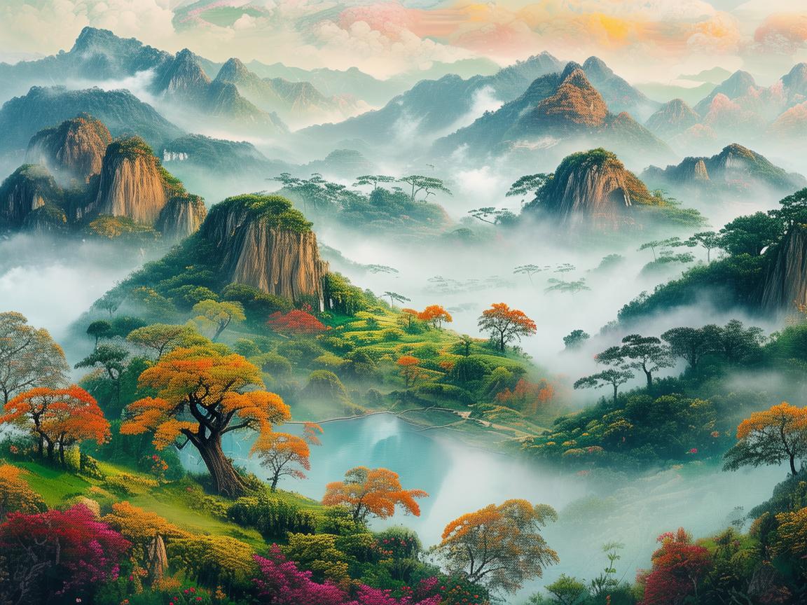 安吉县的自然风光，如何通过插画展现其独特魅力？