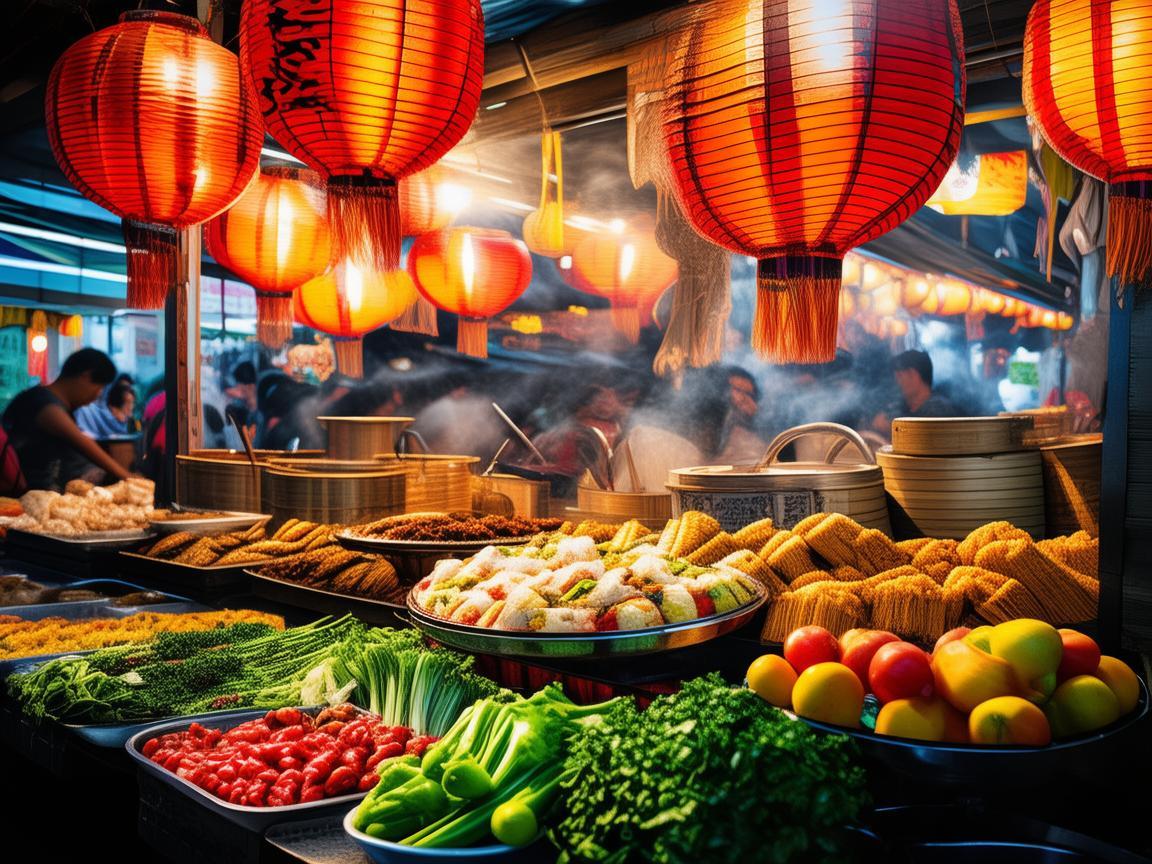 夜市小吃摊，如何用色彩与构图吸引食客的味蕾？