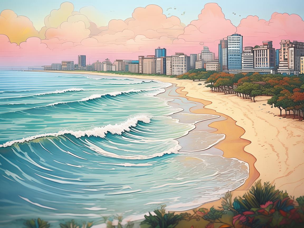 营口城市印象，如何通过插画展现其独特的海滨风情？