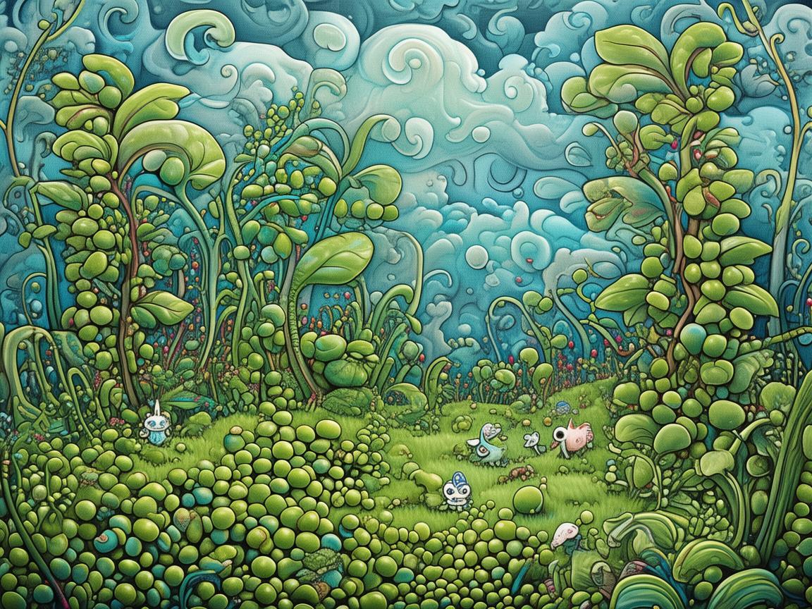 绿豆的奇幻世界，如何用色彩与创意绘制出独一无二的绿豆插画？