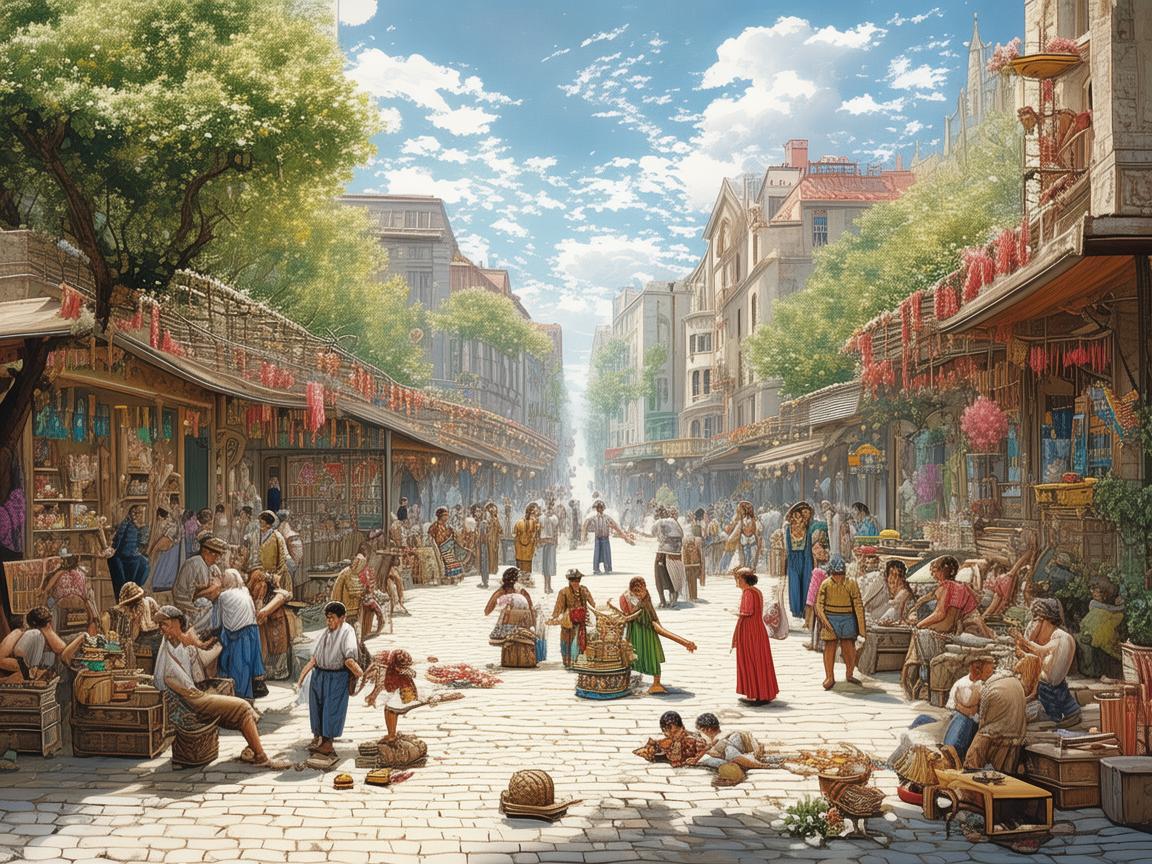 市民广场，城市文化的缩影，如何通过插画讲述其故事？