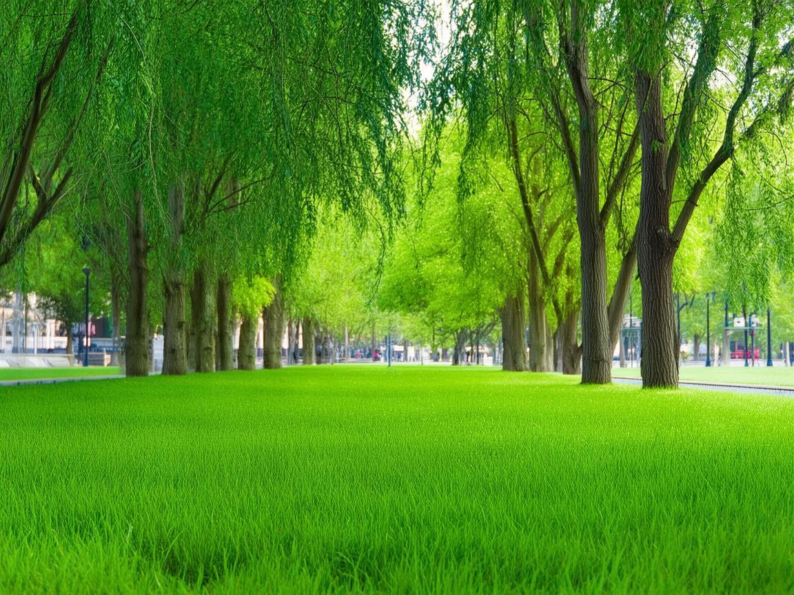 绿地广场草坪，城市中的自然画卷