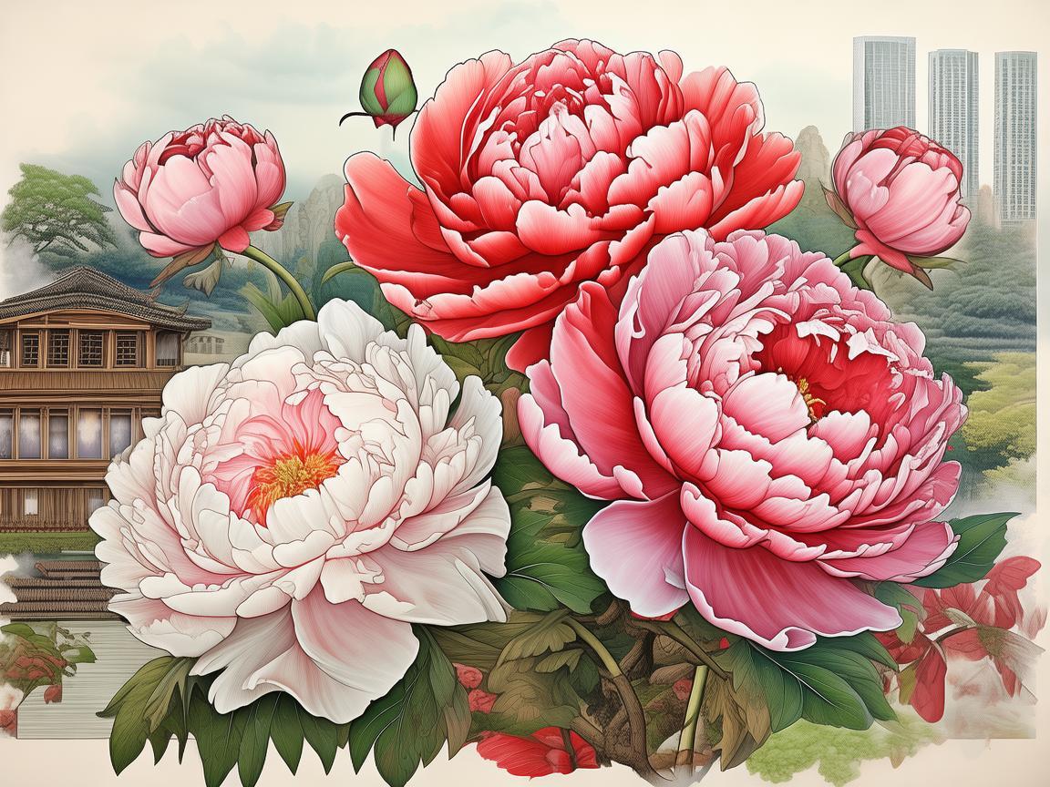 菏泽牡丹，传统与现代融合的插画新视角