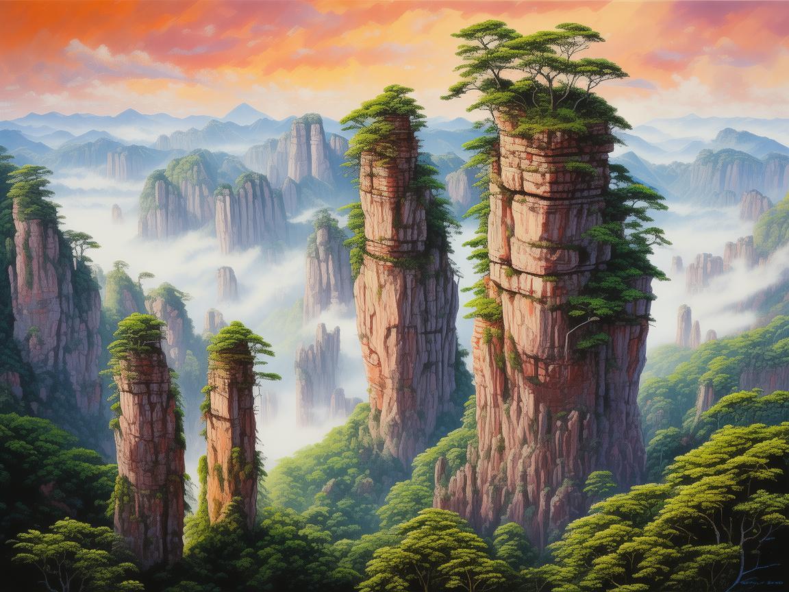 用画笔绘就张家界的奇幻画卷