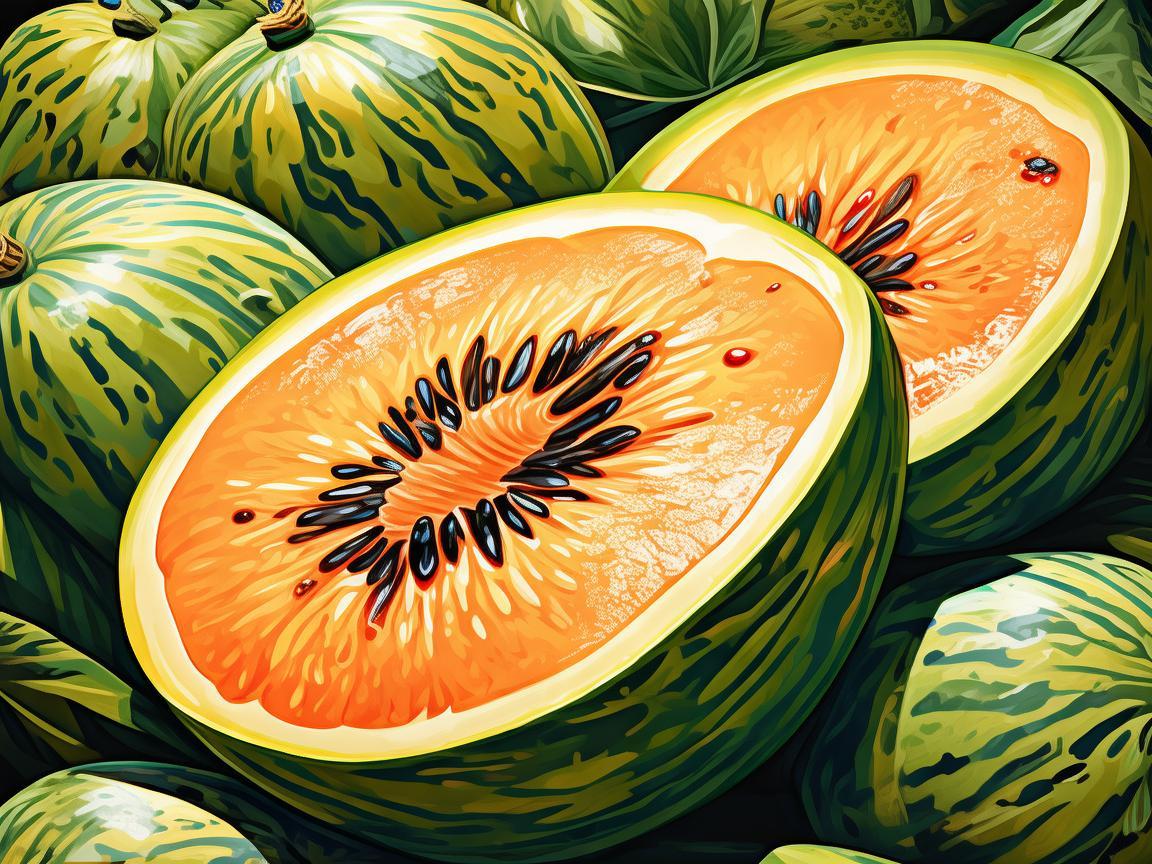 哈密瓜的甜蜜色彩，如何通过插画展现其独特魅力？