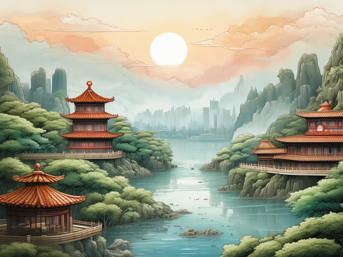 广德之韵，如何在插画中捕捉传统与现代的和谐共生？