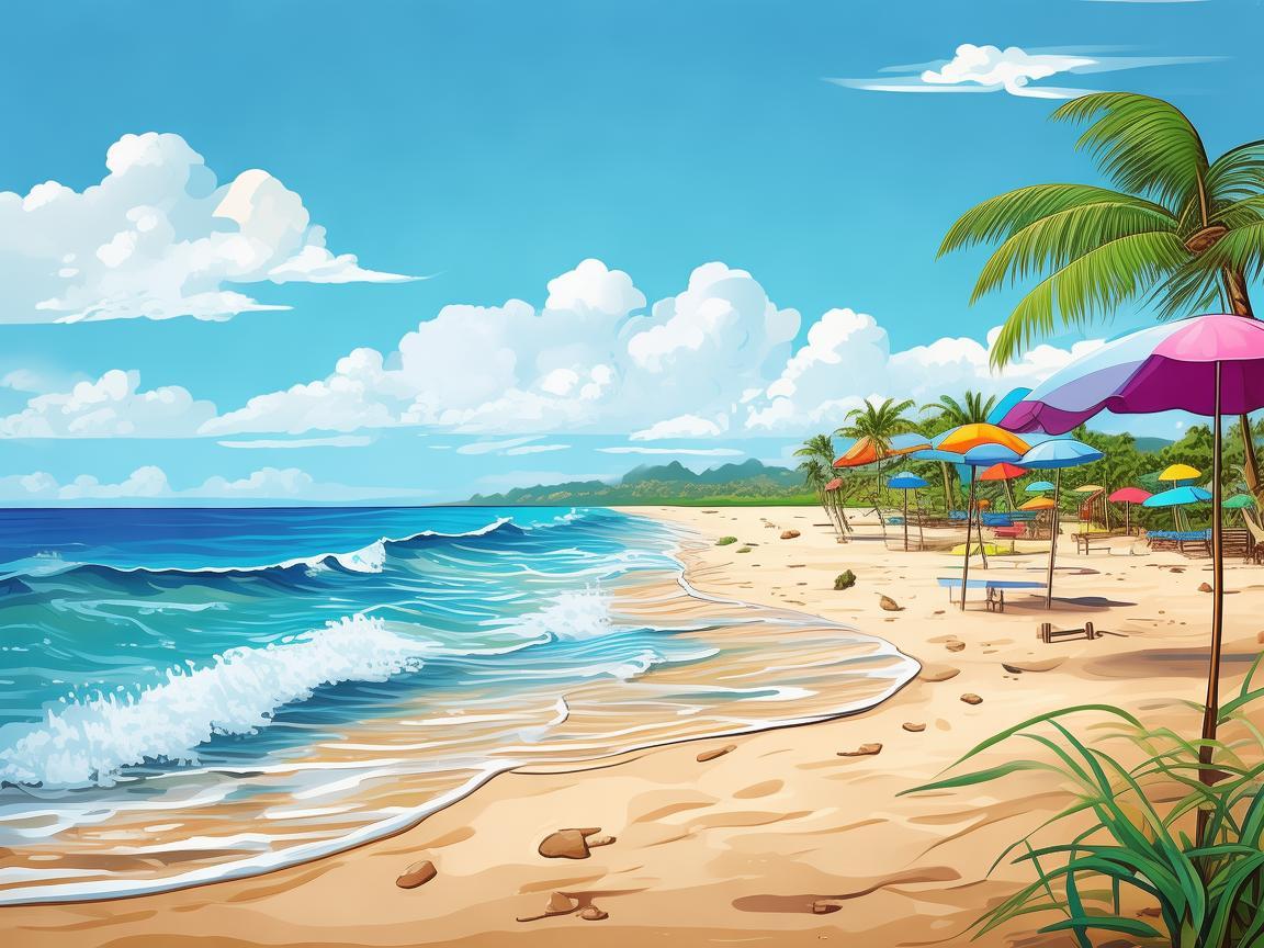 比基尼，展现海滨插画风情