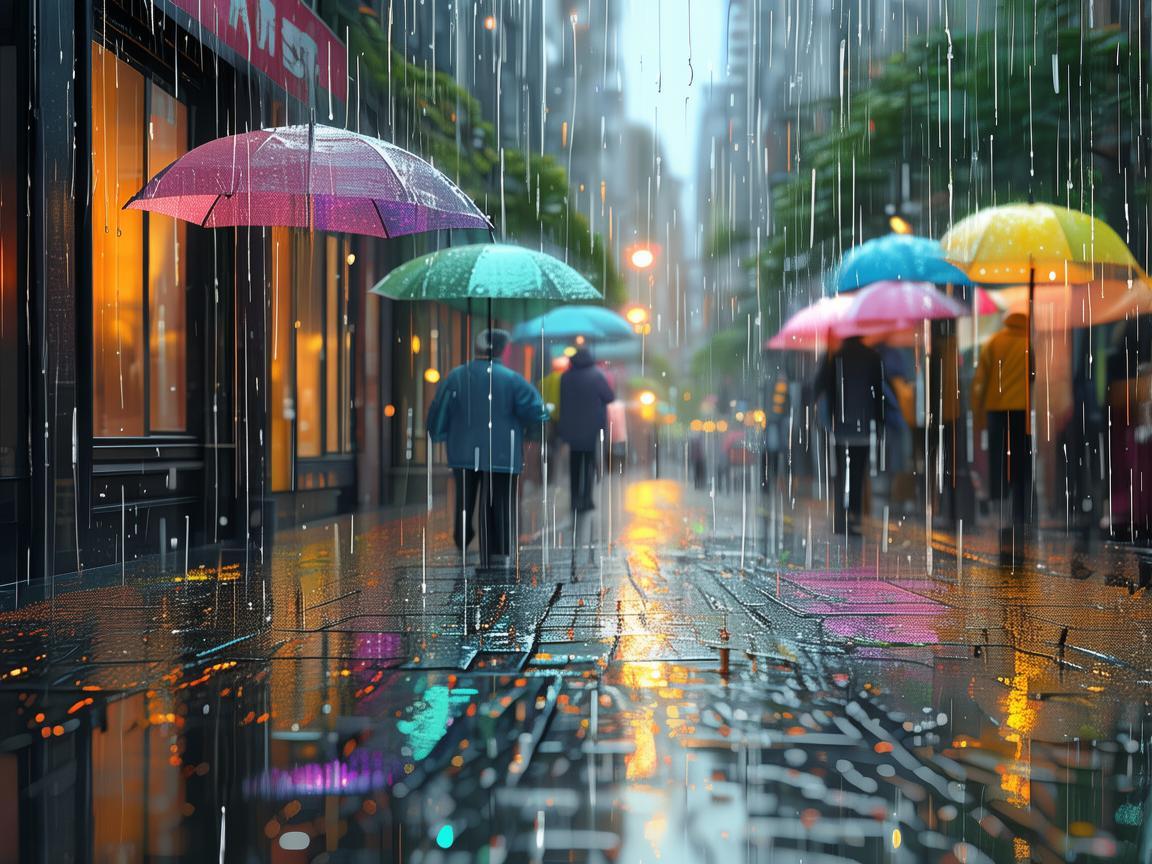 雨衣下的色彩斑斓，插画中如何捕捉雨天的独特氛围？