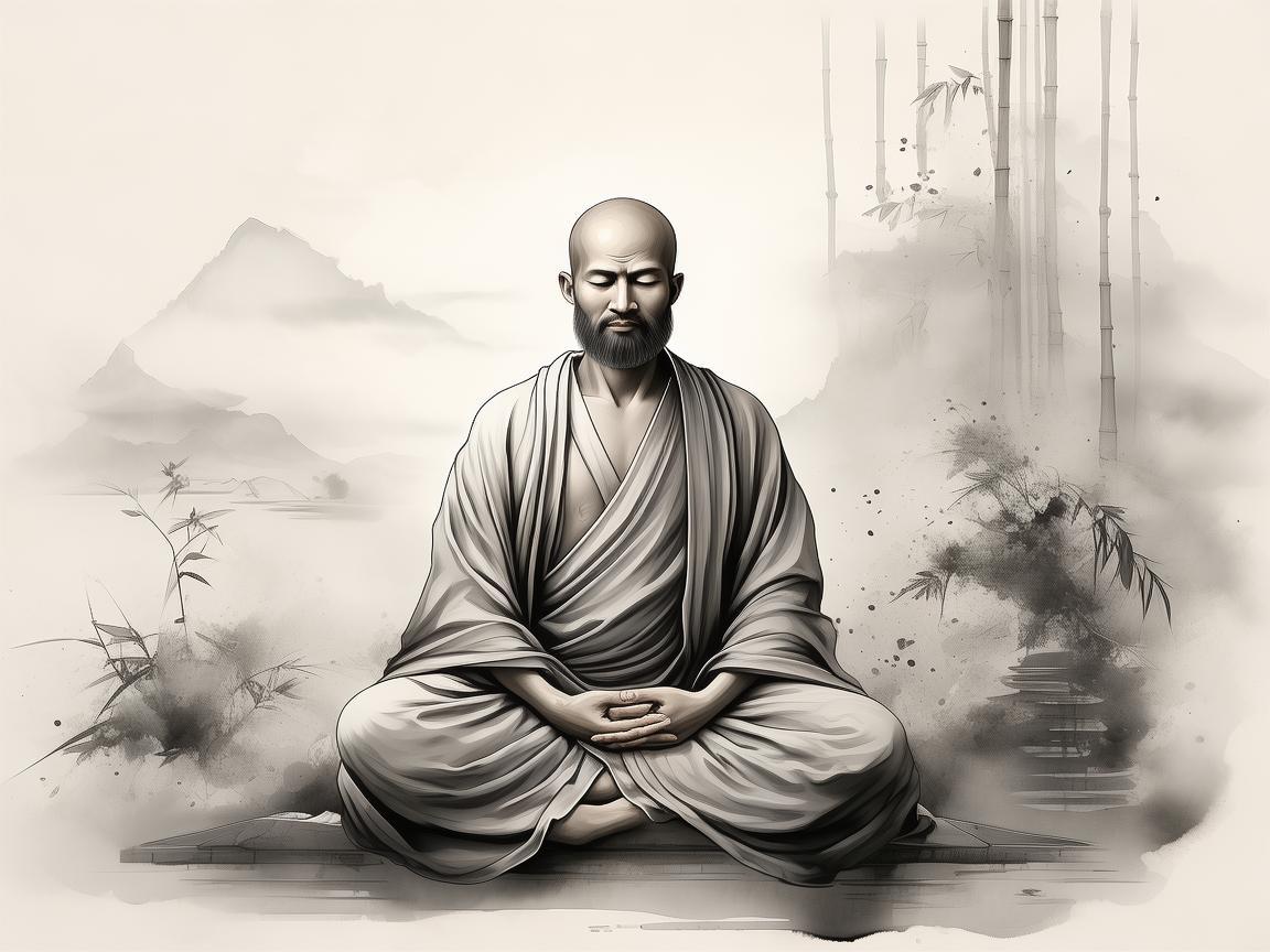 禅意之境，描绘和尚的插画艺术