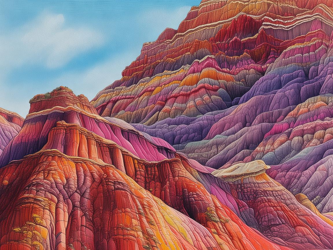 张掖丹霞地貌，如何通过插画展现其独特的地质美？