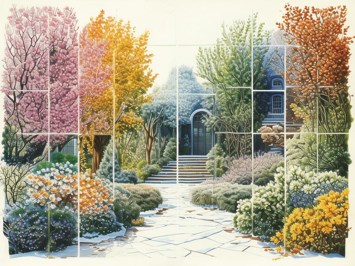 庭院里的色彩哲学，如何通过插画展现四季的韵律？