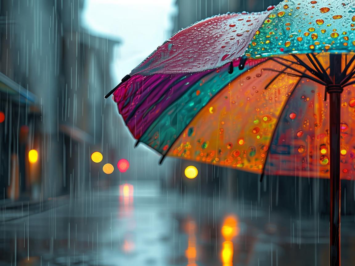 雨伞下的色彩斑斓，插画中如何捕捉雨天的独特氛围？