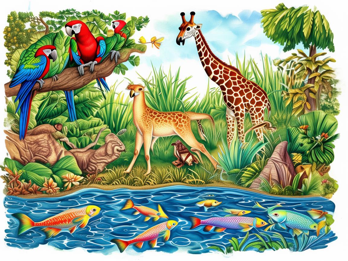 动物园里的色彩斑斓，如何通过插画展现动物的自然生态？