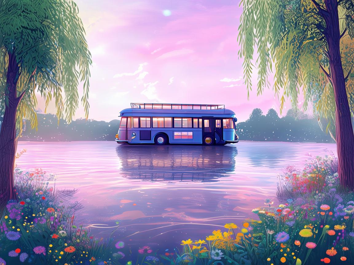 梦幻水上巴士，插画中的灵动风景