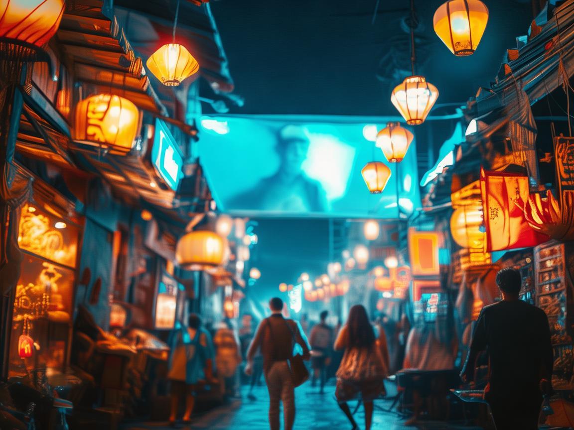光影交织下的夜市电影节