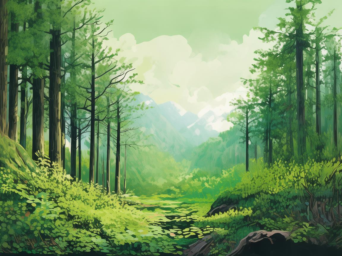 绿色笔触，环境影响评价在插画创作中的角色与挑战