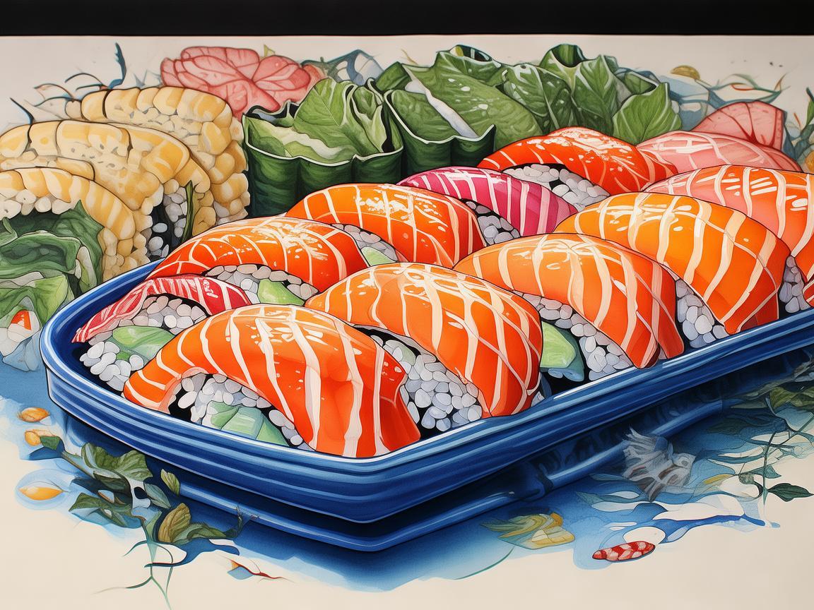 寿司的色彩艺术，插画师如何捕捉瞬间美味？