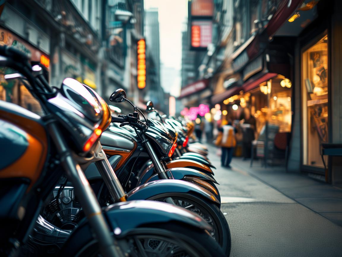 摩托车租赁点，城市律动中的独特风景