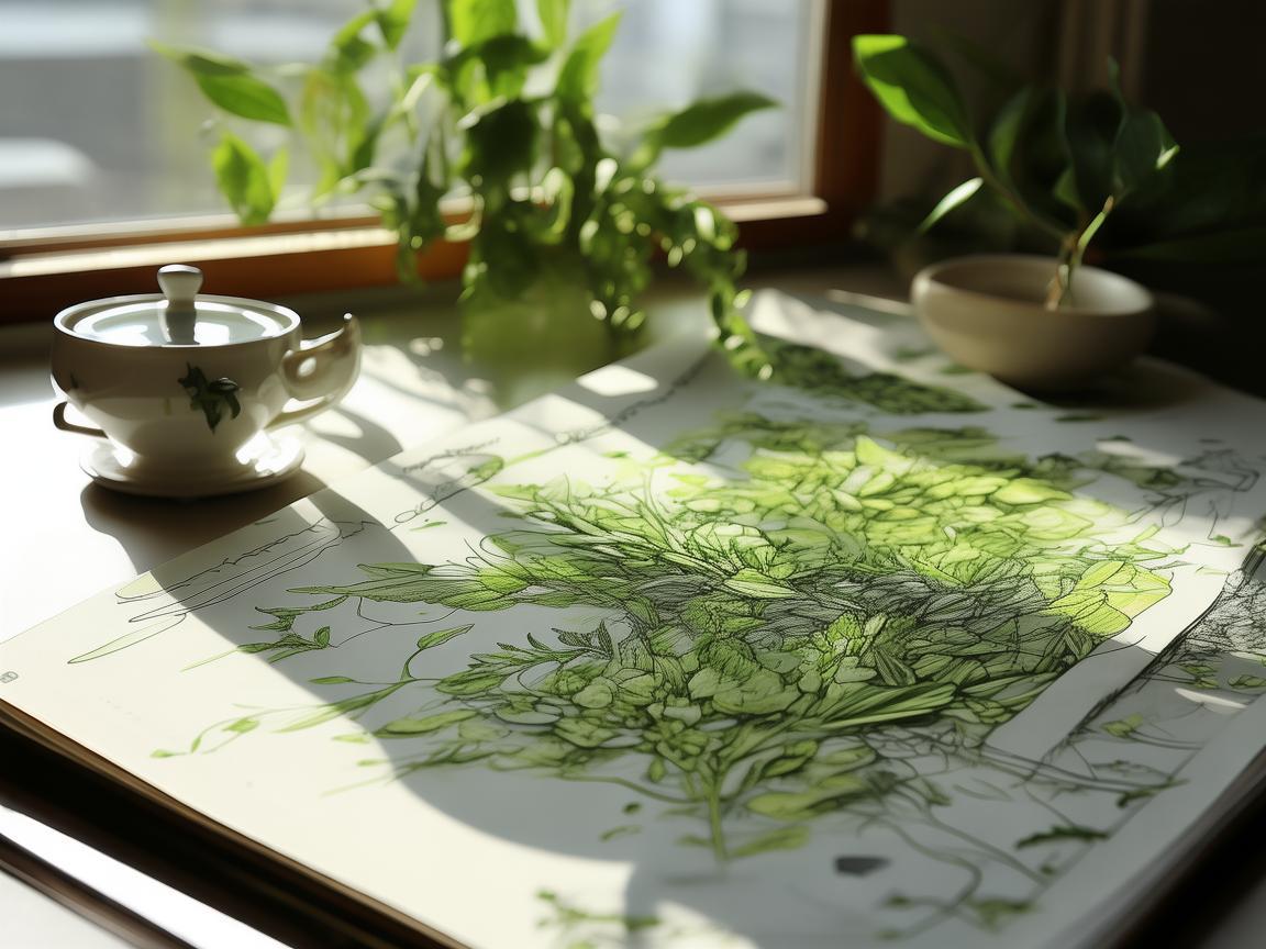 茶香墨韵，绿茶与插画创作中的灵感碰撞